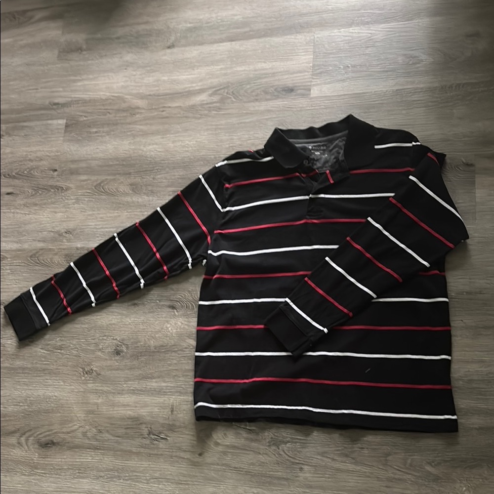 St. John's Bay Black Striped Polo Shirt